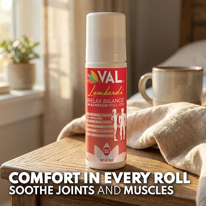 VAL Lombardi Magnesium Roll-On 3oz | Zechstein Magnesium + Arnica | Joint & Muscle Relief for Back, Neck, Legs & Feet