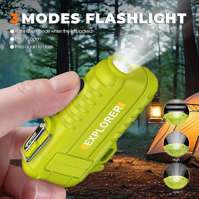 Lafagiet Electric Lighter USB C, Powerful Dual Arc Plasma Flame, with Flashlight, Wind & Waterproof Lighters for Candle, Camping, Grill, Emergency
