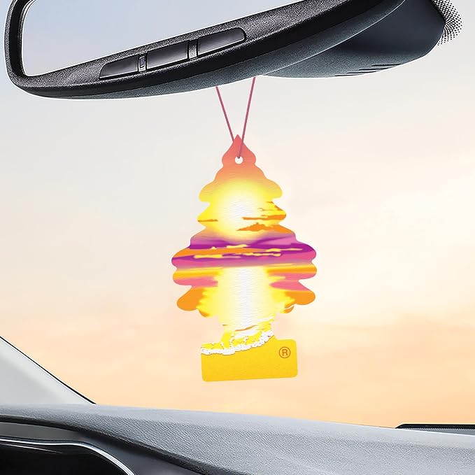 LITTLE TREES Car Air Freshener | Hanging Tree Provides Long Lasting Scent for Auto and Home | 24 Air Fresheners |Sunset Beach
