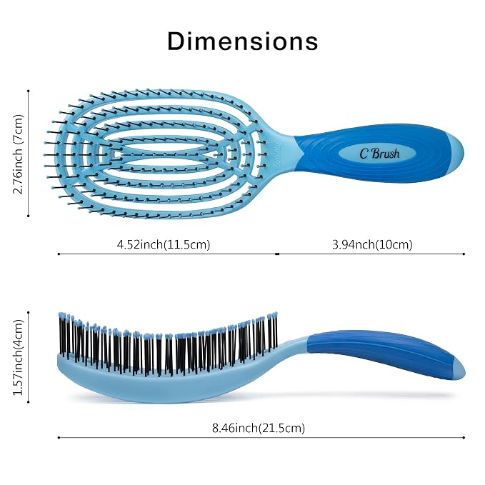 NuWay® C Brush® Scalp Care Detangling Hair Brush – Gentle Scalp Massage & Easy Detangling for Wet or Dry Hair, Everyday Hairbrush for Healthy Looking Hair (Sky Blue)