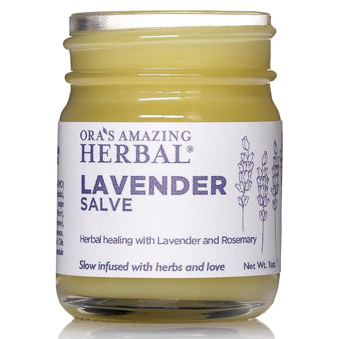 Ora's Amazing Herbal Lavender Salve Ointment with Lavender & Rosemary Essential Oils, Moisturizing Skin Balm & Hand Salve for Dry Skin, Soothing Massage Balm with Coconut Oil Calendula Comfrey, 1 oz