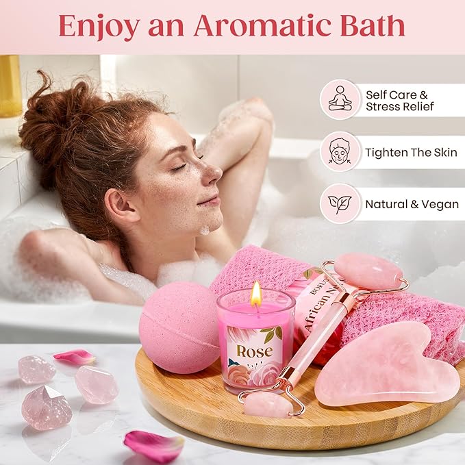 Birthday Gifts for Women, Self Care Spa & Bath Relaxation Gift Set | Great Pink Gifts for Mom, Sister, Girlfriend, Grandma,Friend, Perfect for Birthday, Mother's Day, Christmas, Valentine's Day