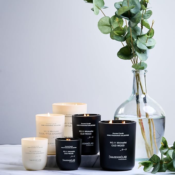 M&SENSE Natural Soy Candle| Vanilla Sandalwood | 5.3 oz | Mini Spring Scented Candles for Relaxation,Meditation, Home Décor | for Bedroom, Office, Party Small