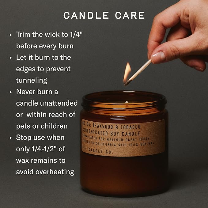 P.F. Candle Co. Ojai Lavender Classic Large Concentrated Scented Soy Wax Candle (12.5 oz) 60-70 Hour Burn Time, Amber Glass Jar, Made in the U.S.A.