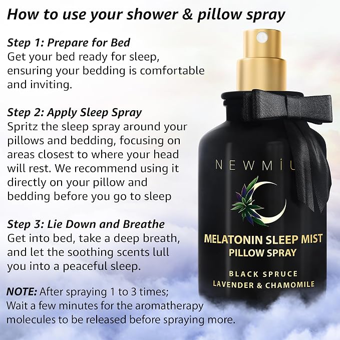Deep Sleep Pillow Spray Lavender Chamomile Essential Oil Aromatherapy Mist for Sleep Relaxation Calming Stress Relief Bedtime Shower Spray Luxury Gift