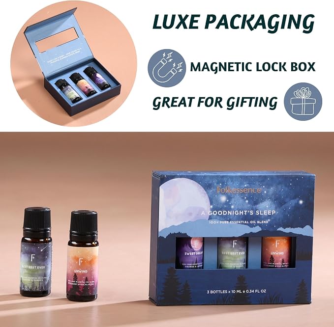 Folkulture Sleep Essential Oils Set for Diffuser | Set of 3 Aromatherapy Oils for Relaxation & Bedtime | Lavender, Eucalyptus & Rosemary | Calm Home Fragrance & Self-Care Gift