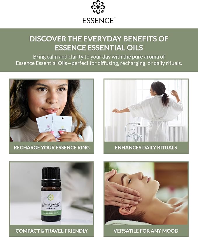 Essence Lemongrass Essential Oil, 5 ml | Aromatherapy Oil for Diffusers & Personal Use | Natural Fragrance for Relaxation, Clarity & Wellness | Made in USA | Fresh & Citrusy Scent