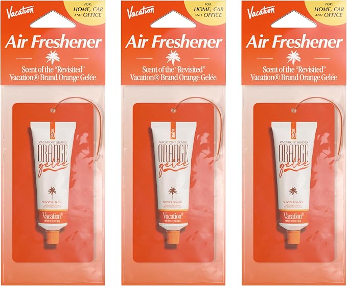 Vacation Car Air Freshener, Pack of 3 - Hanging Air Freshener for Car, Home and Office, Orange Gelée French Riviera Signature Scent, Long-Lasting Deodorizer