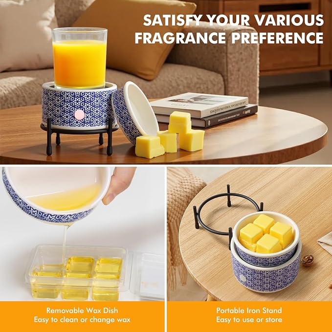 EQUSUPRO Wax Melt Warmer for Scented Wax Melts- Electric 4 in-1 Ceramic Candle Wax Warmer Burner Fragrance Wax Melter for Home Office Bedroom Living Room Decor & Gifts for Women