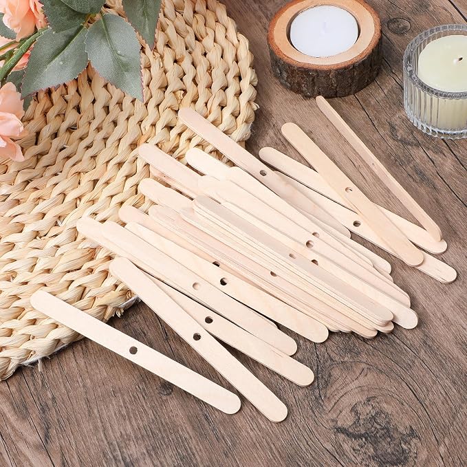 50 Pcs Wooden Wick Holders, Adjustable Candle Wick Centering Tool & Stabilizer for Candle Making Supplies, DIY Candlemaking Tools and Accessories