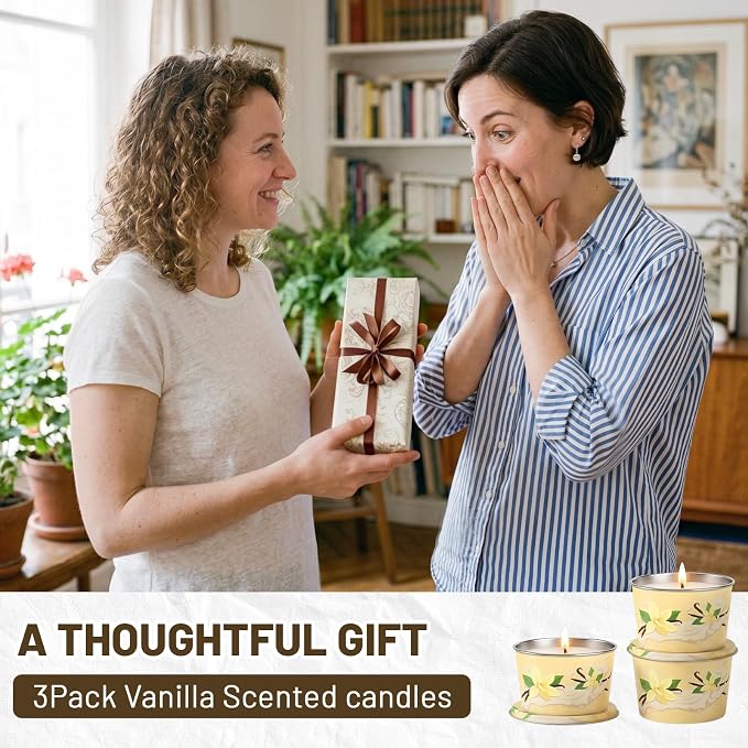Vanilla Candle 3 Pack, 2.2oz Vanilla Scented Candles for Home Relaxation, Natural Soy Wax with Essential Oils, Birthday Valentine Housewarming Gifts Candle for Women Men