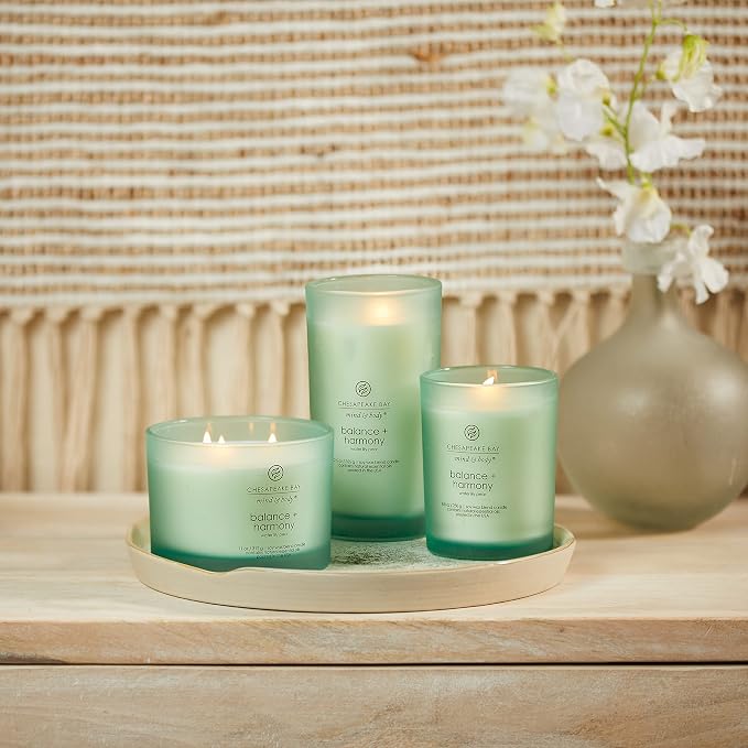 Chesapeake Bay Scented Candle | Balance + Harmony (Water Lily Pear) Medium Aromatherapy Tumbler Candle | Burn Time: Up to 57 Hours | Mind & Body Collection | Gifts for Women