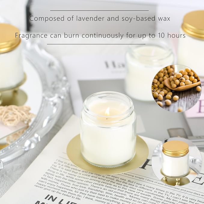 36 Pcs 4 Oz Mason Jar Candles, Vanilla Scented Soy Candles Bulk Set for Stress Relief and Relaxation, Great Favors for Wedding, Christmas, Housewarming Gifts (Gold, Vanilla, 36)