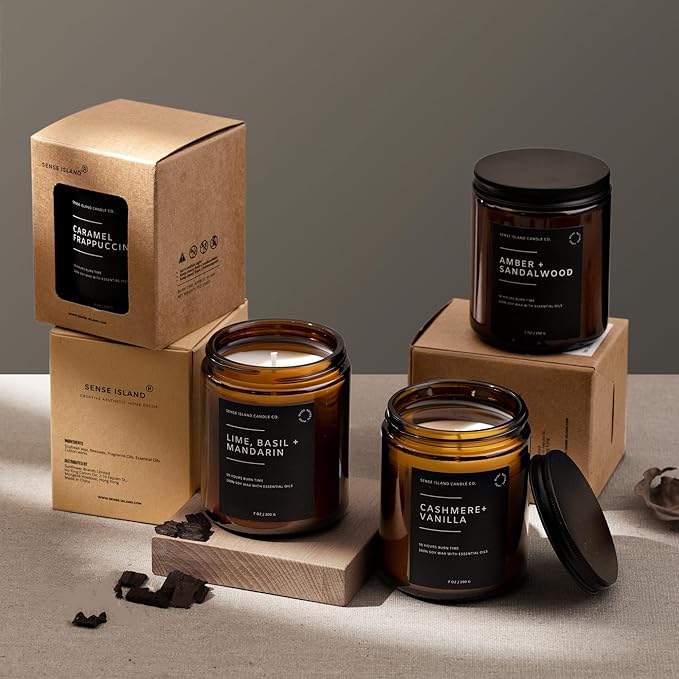 Caramel Coffee Scented Candles for Home Scented | 100% Natural Soy Wax, 50 Hrs Burn Time Highly Scented Soy Candles House Warming Gifts