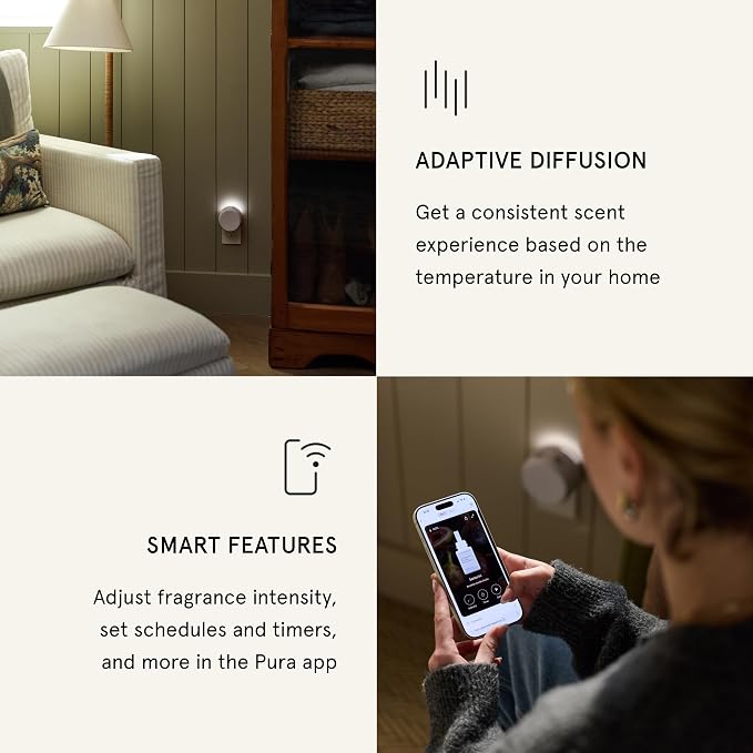 Pura Home 5 Fragrance Diffuser - Adjustable Home Diffuser with LED Light & Automatic Vial Detection - Wi-Fi Device for Personalized Home Scenting Experience