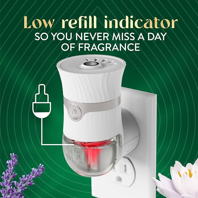 Air Wick Plug-In Scented Oil Refills, 4 Count, Lavender & Waterlily, Air Freshener, Essential Oils