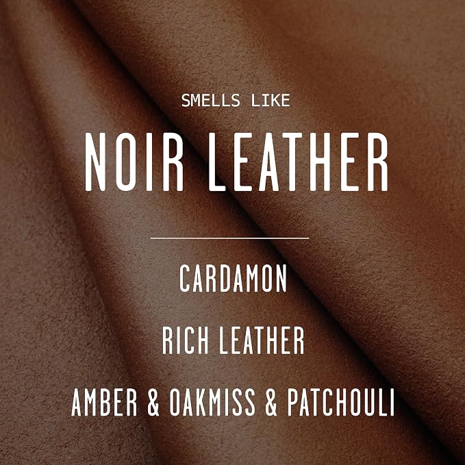 Noir Leather Candle I Scented Black Candles for Men or Women - Leather, Cardamon & Jasmine Soy Wax Mens Candle - Essential Oil Infused I Gifts for Men I Long 50Hr Burn, 9oz I Made in USA