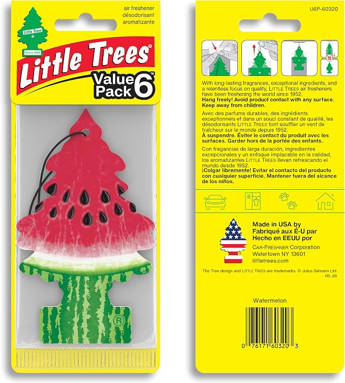 LITTLE TREES Car Air Freshener | Hanging Tree Provides Long Lasting Scent for Auto and Home | 24 Air Fresheners |Watermelon