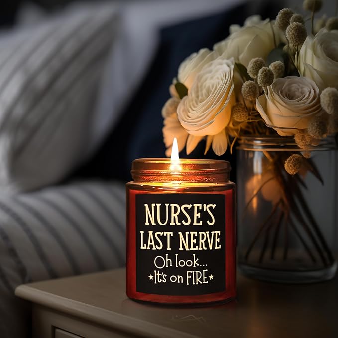 Funny Gifts for Nurse Women Men - Nurse's Last Nerve Relaxing Soy Candle for Her Mom Sister - Birthday Mothers Day RN Graduation Nurse Week Appreciation Thank You Gift for Friend Coworker Boss
