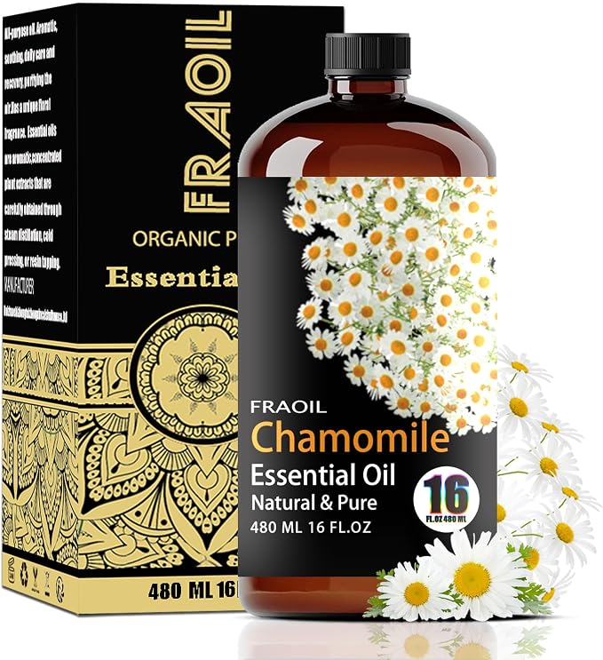 Chamomile Essential Oil, Chamomile Oil 16 Fl Oz 480 ML for Diffuser Humidifier Yoga Cleaning DIY Candle Soap Making Perfume Gift for Women Essential Oils FRAOIL (Chamomile 16 Fl Oz (Pack of 1))