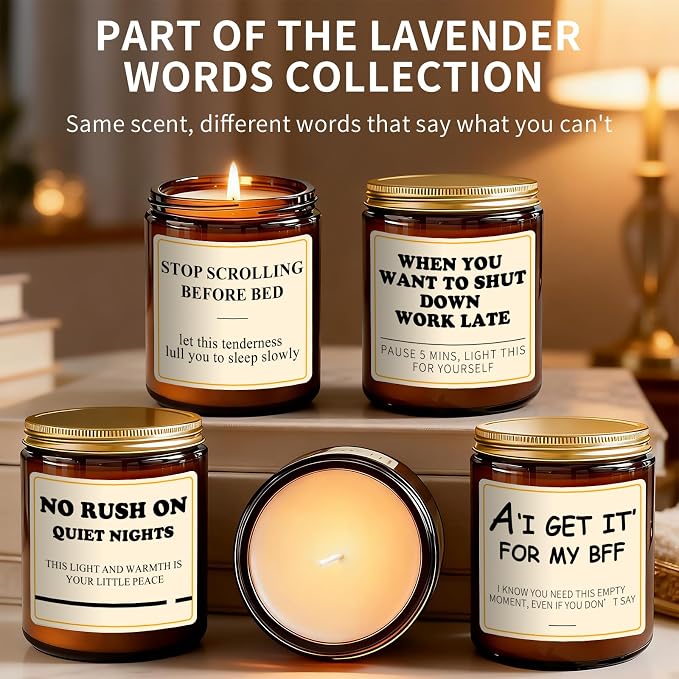 Lavender Candles for Women - 7oz Aromatherapy Soy Candle for Stress Relief, 50H Burn Time, Best Friend Birthday Gifts for Women, Funny Birthday Gifts Candle from You, Friendship Gift for BFF