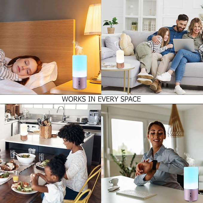 IceLabs Essential Oils Aluminum Alloy Ultrasonic Aromatherapy Aroma Diffuser with 7 LED Changing Color Lights (Rose Gold)