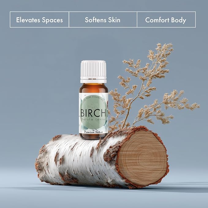 Organic Birch Essential Oil | 100% Pure Betula lenta Bark Oil with Fresh Sweet Woody Aroma | for Diffuser, Candle Making & DIY Aromatherapy Blends, 0.34 fl oz
