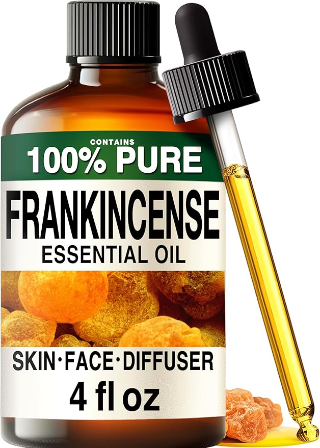 100% Pure Frankincense Oil - 4 Fl Oz Frankincense Essential Oil for Hair, Skin, Diffuser, Aromatherapy & DIY Soap Making Scent