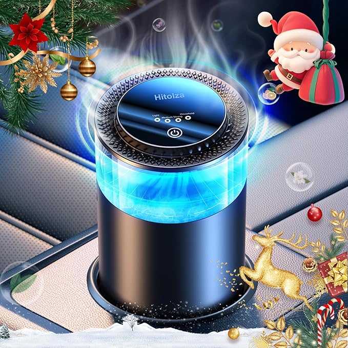 Hitolza Smart Car Air Fresheners, Ambient Light & Mist, Auto On/Off, Adjustable Intensity Car Air Freshener Diffuser, Fragrance Lasts 6 Months, Built-in Battery, Scent Refill X2 - Osmanthus Orchid