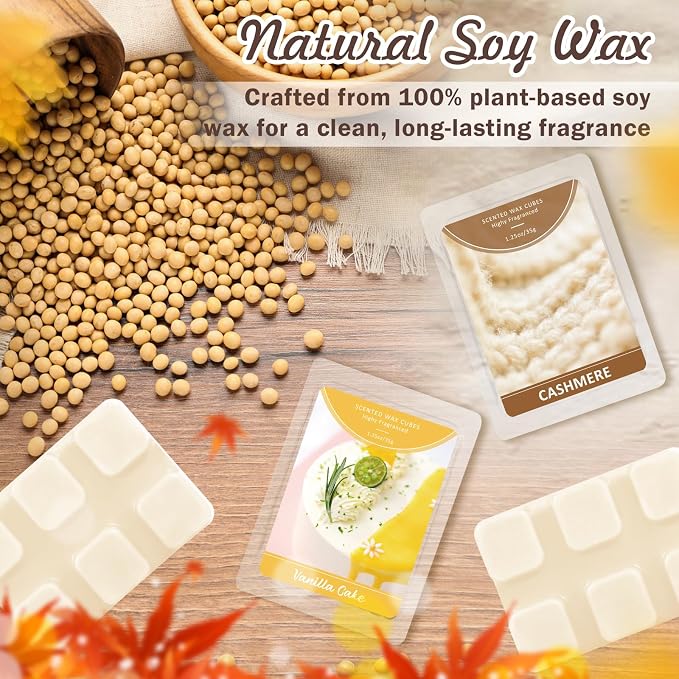 SCENTORINI Wax Melts, Wax Cubes Strong Scent, Summer Scents, 4 Cashmere & 4 Vanilla Cake Scented Wax Melts for Warmer, Home Fragrances