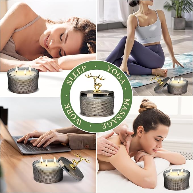 Multper Sandalwood Scented Candle Gift for Women - 10.58 oz 3 Wicks Natural Soy Wax Large Candle, 50-Hour Burn Time Aromatherapy Candle for Home & Relaxation, Gift for Mom On Mother's Day