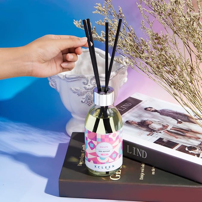 Xcleen Escape Reed Diffuser Set, 6.7 Oz Scent Diffuser with Sticks, Home Fragrance Reed Diffuser for Bathroom Office Decor, Air Freshener