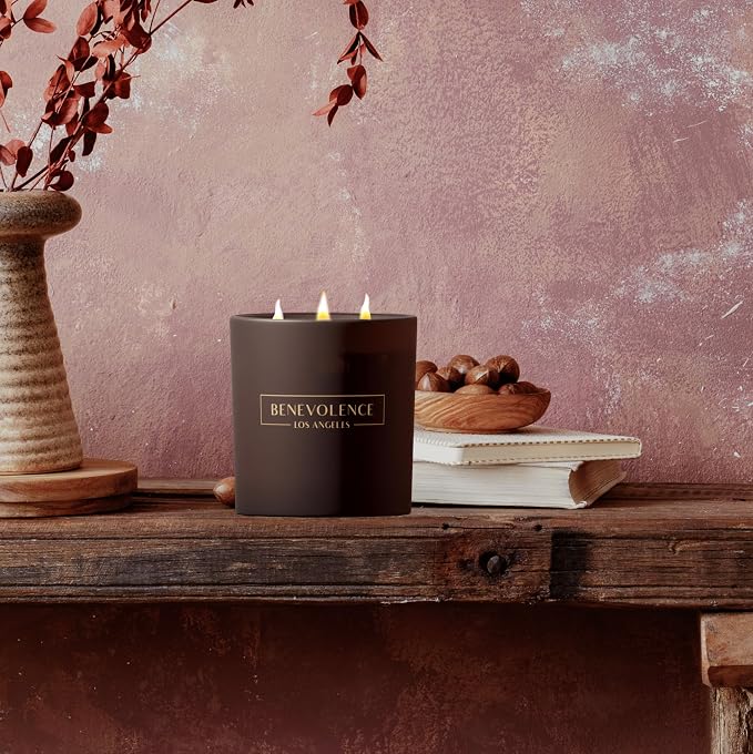 Benevolence LA Premium Fig Tree Large 3-Wick Scented Candle – 45-Hour Burn – Luxury Natural Soy Candle for Home – Aromatherapy & Room Decor – 14.5oz