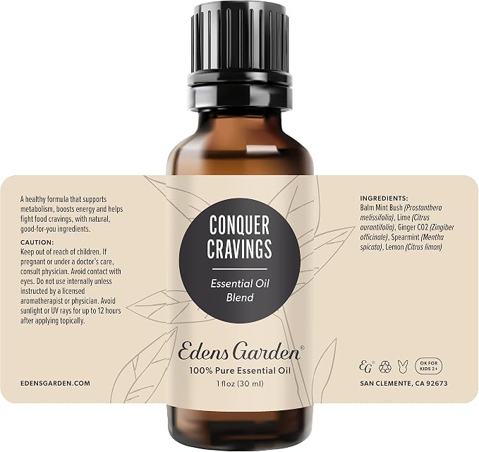 Edens Garden Conquer Cravings Essential Oil Blend- 100% Pure Premium Grade, Undiluted, Natural, Therapeutic, Aromatherapy, The Best for Skin, Humidifiers, Kid Safe 30 ml (1 fl oz)