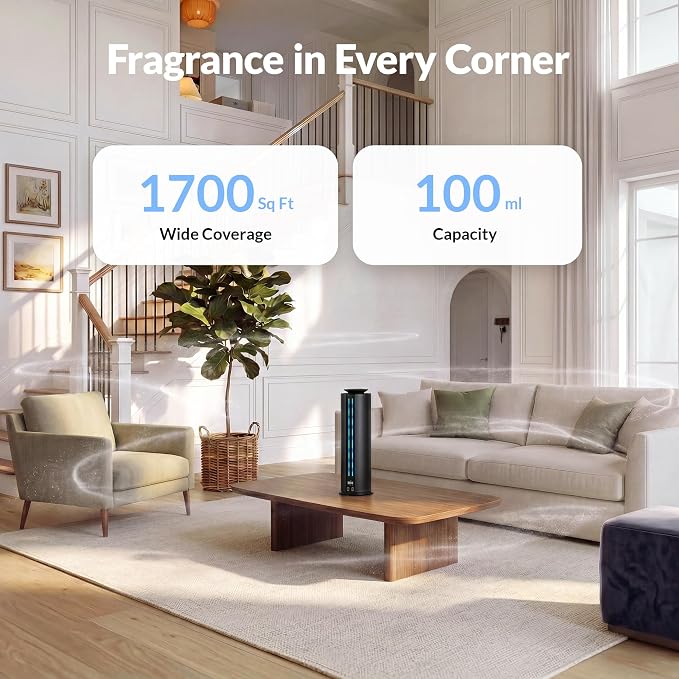Aromadd 1700 Sq Ft Cordless Hotel Collection Diffuser, Portable Waterless Diffuser, 100ml Scent Air Machine for Home Cold Air Essential Oil Diffuser for Large Room Office, Quiet (Titanium Gray)