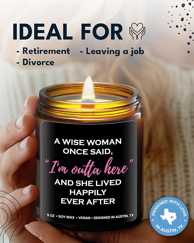 Funny Divorce Candle, Cool Retirement and Divorce Gifts for Women, Best Gift for Women, Unique Farewell Presents for Colleagues Coworker Teacher, Happy Retirement Ideas for Her