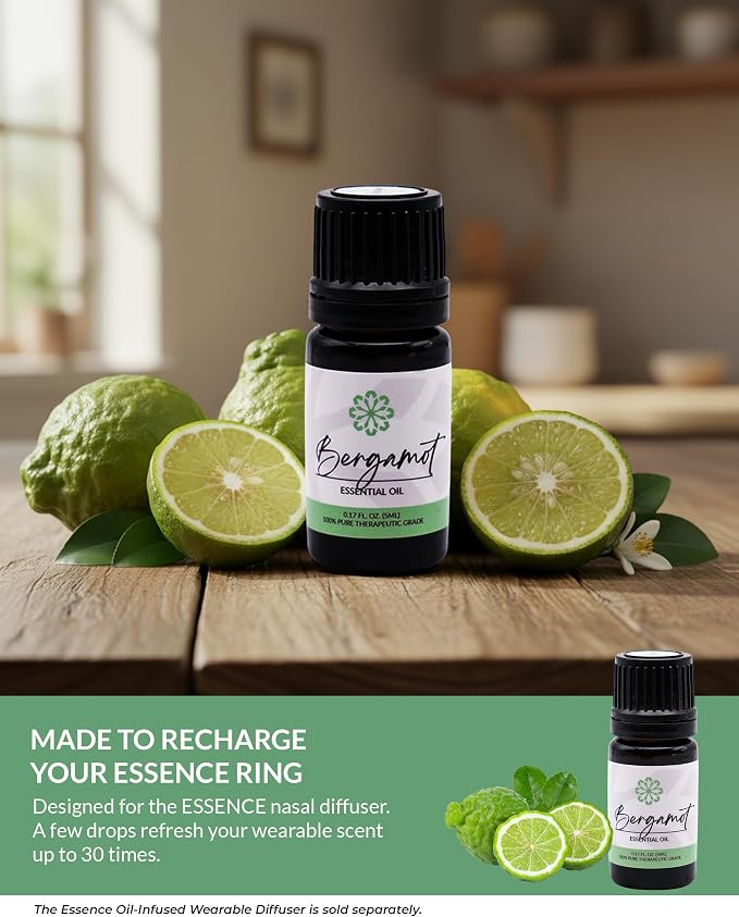 Essence Bergamot Essential Oil, 5 ml | Aromatherapy Oil for Diffusers & Personal Use | Natural Fragrance for Relaxation, Clarity & Wellness | Made in USA | Citrus Scent