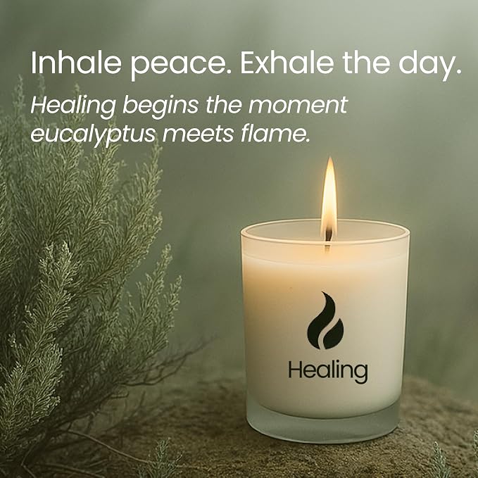 Natur IX Soy Healing Energy Renewal | Aromatherapy with Eucalyptus, Pine, Sage & Mint | 50 Hour Burn, Meditation & Spiritual Healing Candle with Wood Lid Base, Gift Ready 8.5 oz
