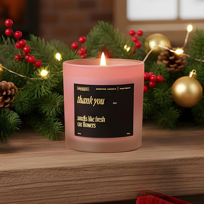 Benevolence LA Thank You Scented Candles | 10 oz, 40-50 Hour Burn, Thank You Gifts for Women, Men Coworkers | Appreciation Gifts for Best Friend | Christmas Candle - Smells Like Fresh Cut Flowers