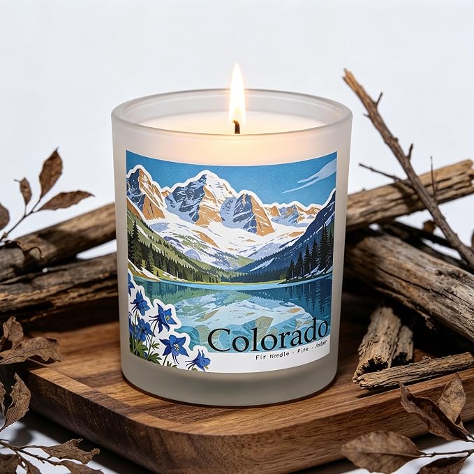 Colorado Summit Scented Candle, Fir Needle & Pine & Amber, Colorado Gifts, Colorado Souvenirs, Rustic Colorado Decor, 100% Soy Wax, 7OZ