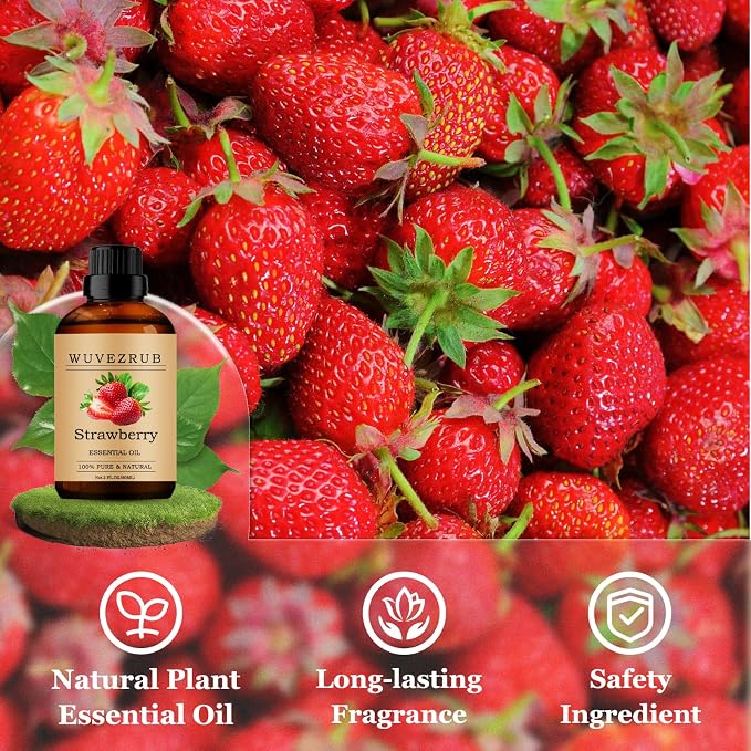 Strawberry Essential Oils 60ML, Pure Strawberry Essential Oil for Aromatherapy Diffuser - 2 Fl Oz