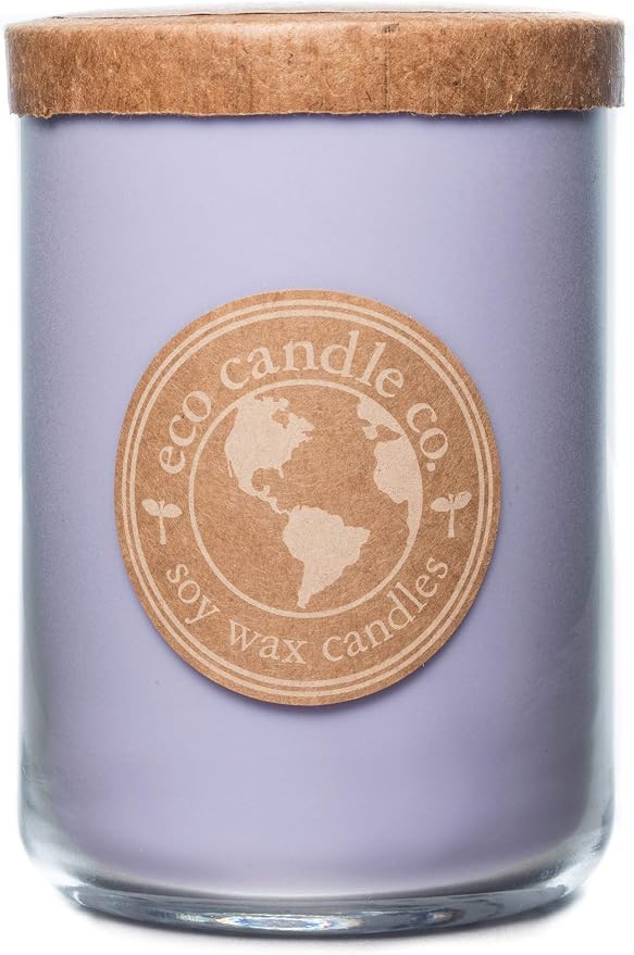 ECO CANDLE CO. Recycled Candle, Lavender Lemon, 26 oz. - Scents of Lavender & Lemons - 100% Soy Wax, No Lead, Kraft Paper Label & Lid, Hand Poured, Phthalate Free, Made from Midwest Grown Soybeans