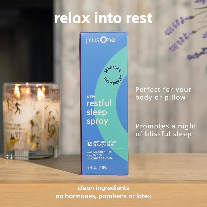 Plus One Blissful Sleep Spray – Magnesium, Lavender & Ashwagandha | Menopause-Friendly Aromatherapy Mist, Hormone-Free, Fragrance-Free for Relaxation, Calm & Rest