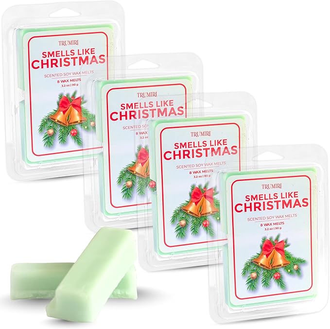 TRUMIRI Smells Like Christmas Scented Wax Melts - Made with Non Toxic Soy Wax and Essential Oils - Long Lasting Strong Scent Pet Safe Candle Wax Cubes Tarts for Warmers Pack of 4 Fall Christmas