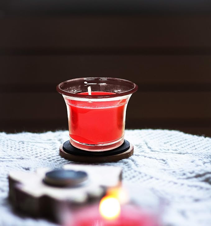 HYOOLA Clear Cup Scented Votive Candles - Strawberry - 12 Hour Burn Time - 4 Pack - European Made