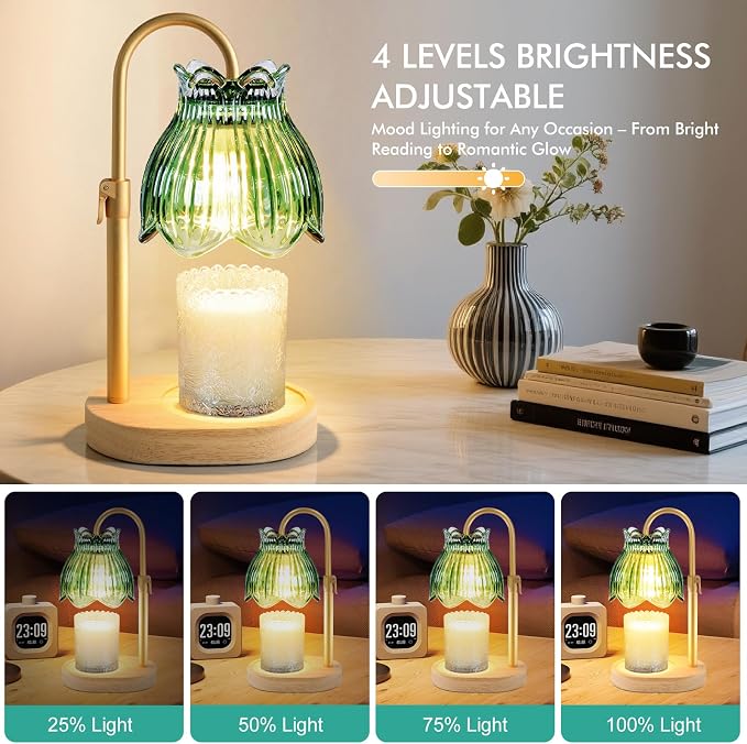 Candle Warmer Lamp with Timer & Dimmer, Adjustable Height Electric Wax Melt Warmer for Scented Jar Candles, Home Fragrance Decor, Birthday Gift Women Mom