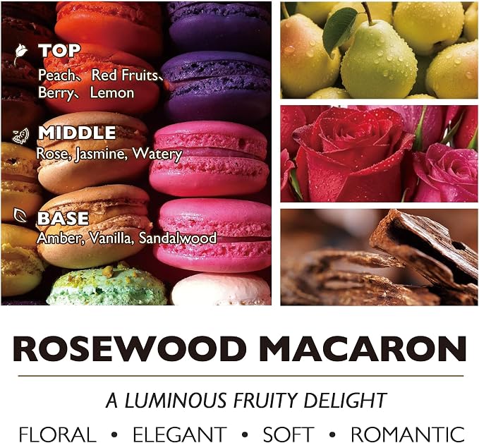 HomeLights Scented Candles | Large Jar Candle - 33.3 Oz. Natural Soy Aromatherapy Candles | Up to 70 Hours Burn Time with 3 Cotton Wicks, Home Decorative Fragrance Candles - Rosewood Macaron