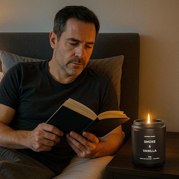 VEGISHINE Scented Candles, 9oz×4 Scented Candles for Men, Soy Candle Gifts for Men, Personalized Blessing Minimalist Men's Candle