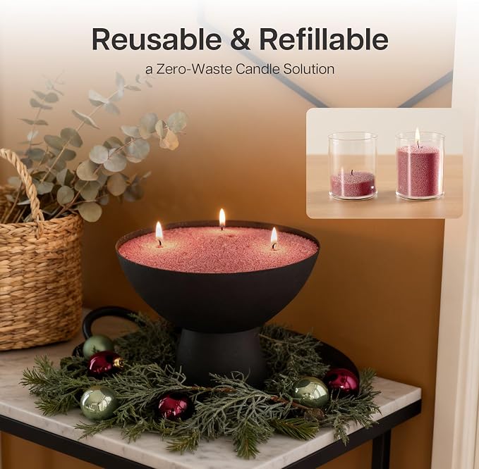 comforder Scented Candle Sand with Wicks, Pearled Candle, Wax Granules, 14oz Sand Wax Granules + 4 Wicks (Pink, Rose)