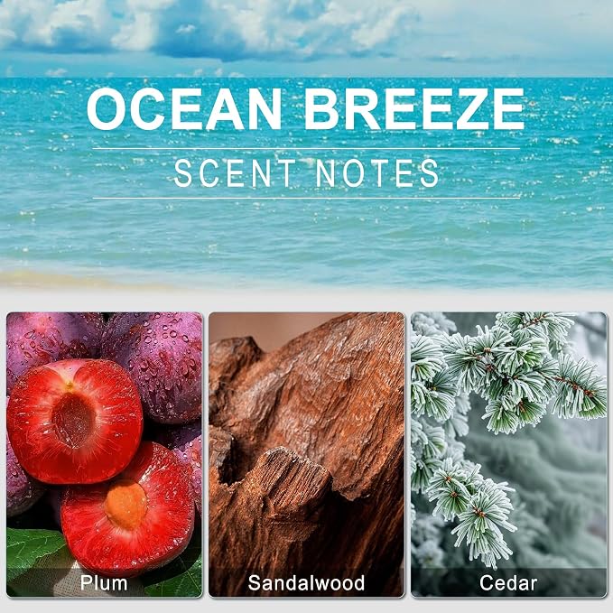 JUSTTOP Ocean Scent Car Air Freshener Clip,Provides Long Lasting Fragrance Holding for Over 120 Days,4 Vent Clips,4ml Each,Car Accessories for Men or Women(Ocean)
